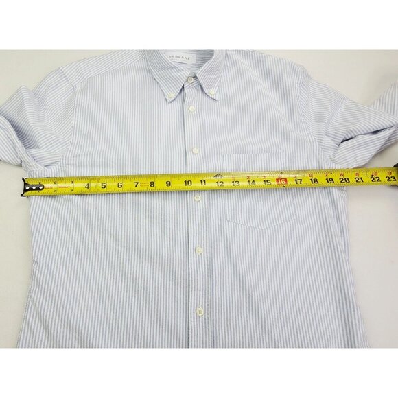 Everlane Size Small Mens White Blue Stripe Button Down Long Sleeve Cotton Shirt - Picture 3 of 9